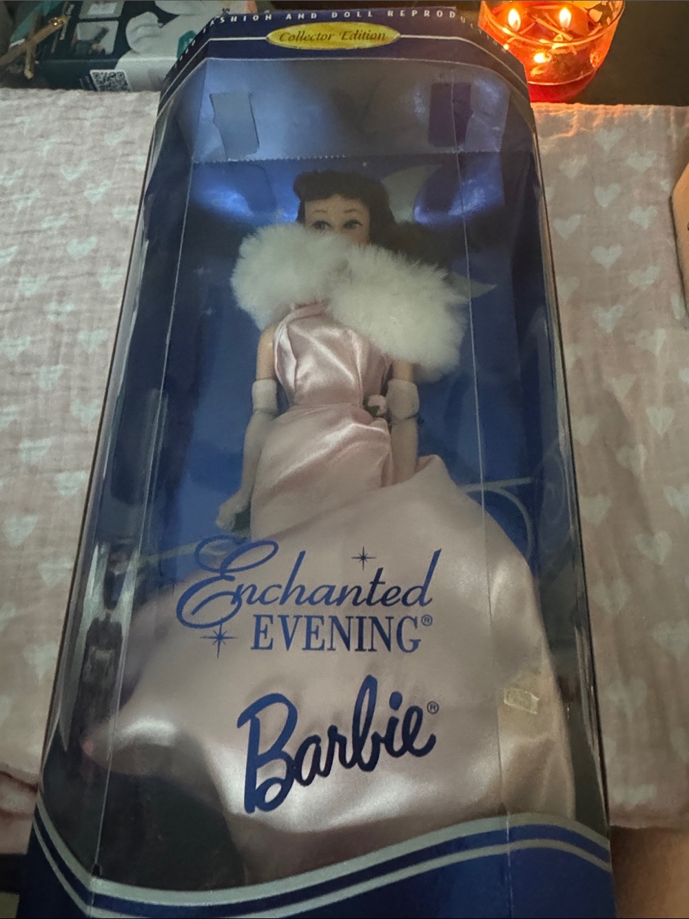 Barbie Pink Satin Gown with White Faux Fur Stole